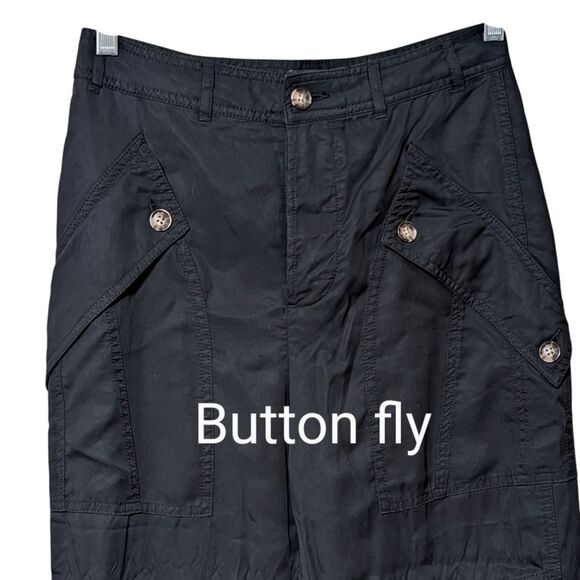 NWT Express pants women's size 4 cargo super high rise button fly black relaxed - Picture 10 of 10